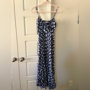 Navy floral tie-front maxi dress